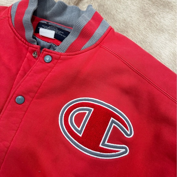 Vintage Champion Varsity Jacket XXL Gray Red Spell Collegiate Letterman Bomber - Picture 4 of 10